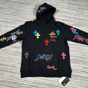 Chrome Hearts Matty Boy Multi Colored Cross Script Pullover Hoodie Mens Large